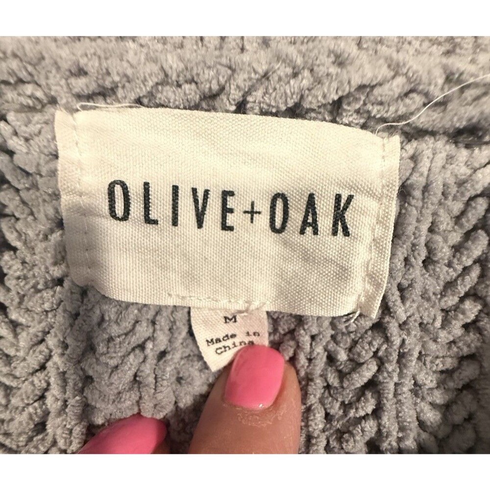 Olive+Oak Gray Solid Ribbed Knit Crew Neck Long Sleeve Pullover Sweater M - Picture 2 of 6